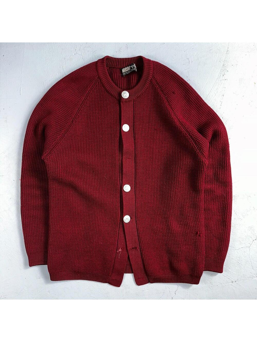 Meister Sweater M Women’s Wool Austria Pullover Red V Neck Vintage Cardigan 60s